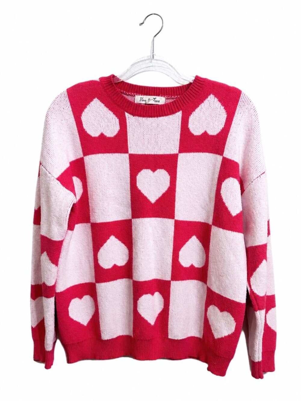 Vine & Love Pink Hearts Sweater